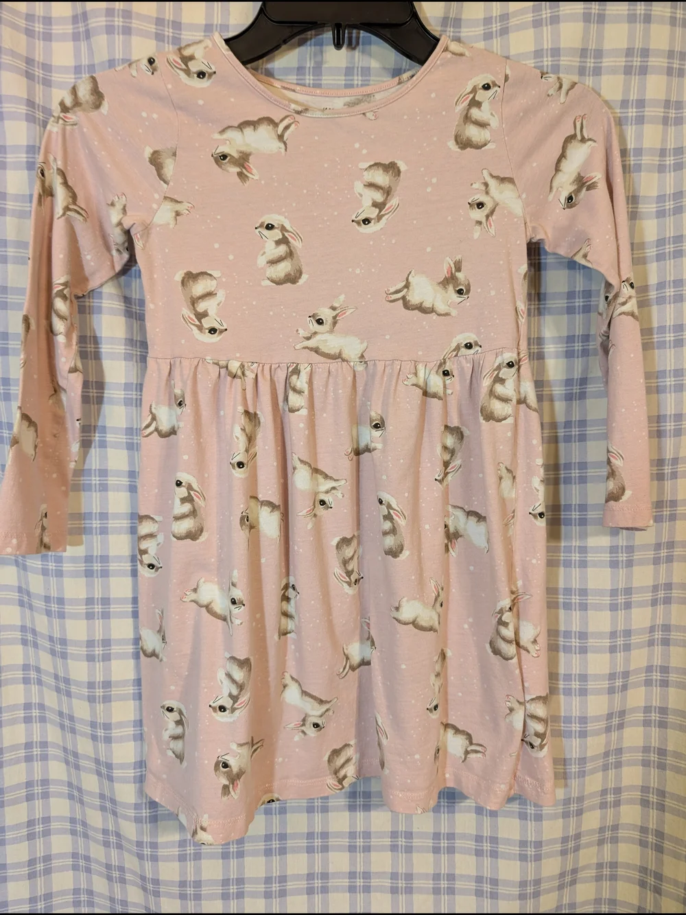 H&M Pink Bunny Print Girls Long Sleeve Dress